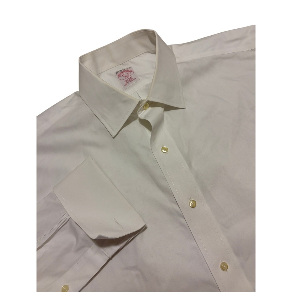 Brooks Brothers 346 Mens Dress Shirt 16.5 35 White Non-Iron French Cuff Regular